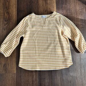 NWOT Gold and White Striped Top - XL - 3/4 Sleeves Fall Transition